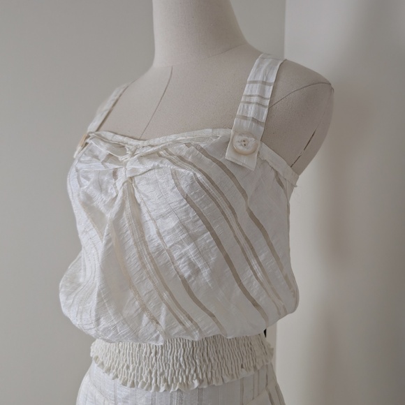 2 Piece Skirt Set Pencil Crop Top Tank Sheer Stripes Halter - Picture 8 of 14